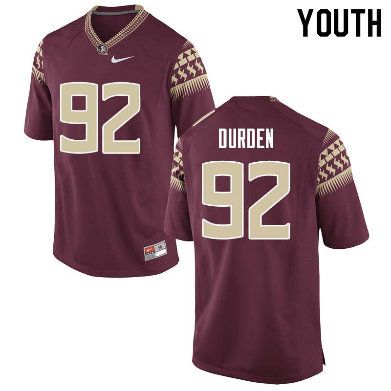 Youth #92 Cory Durden Florida State Seminoles College Football Jerseys Sale-Garnet